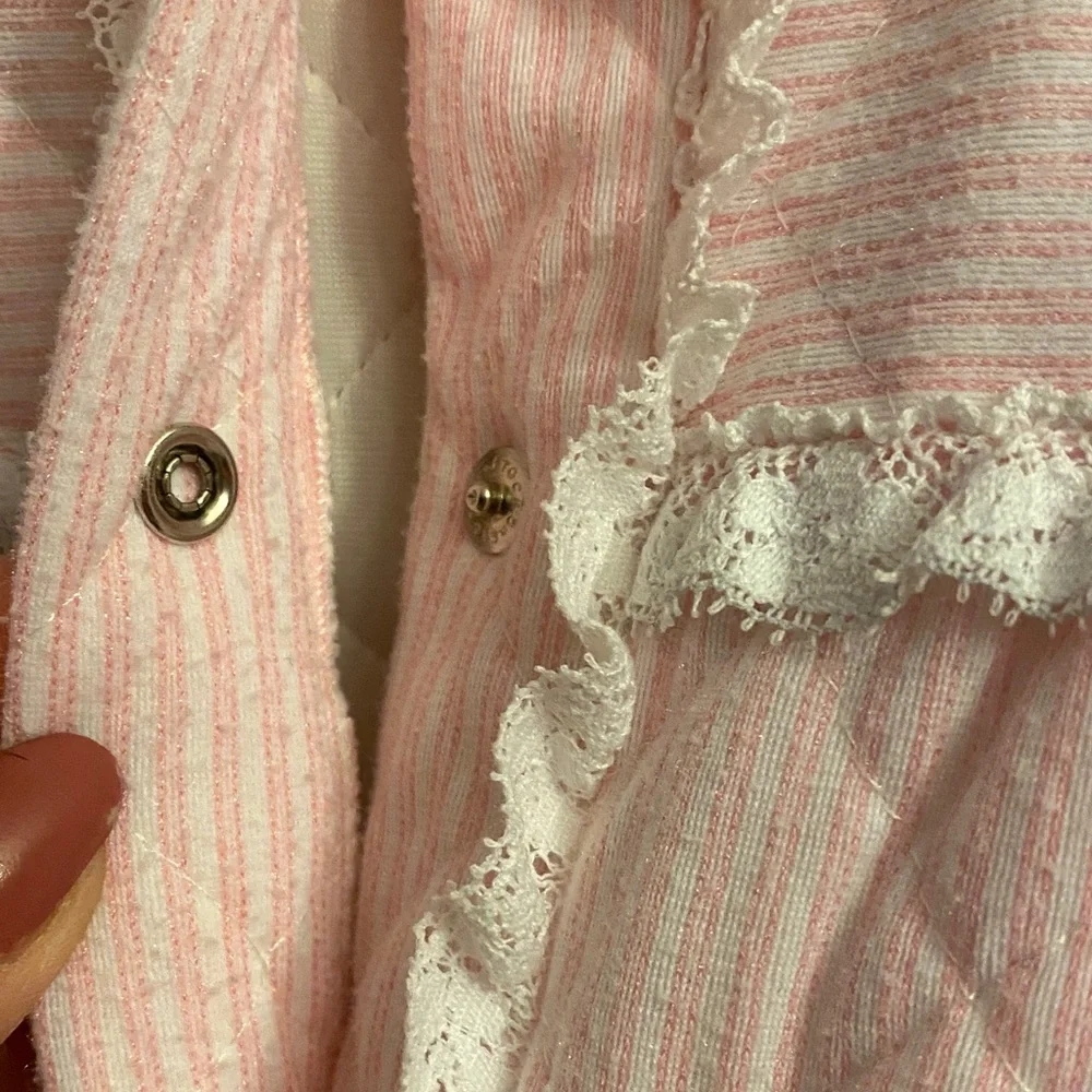 Miss Elaine Pink and White Quilted Nightgown